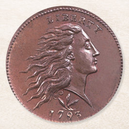 1793 flüssiger Haar-großer Cent Runder Pappuntersetzer