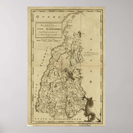 1794 Karte von New Hampshire Poster (Vorne)