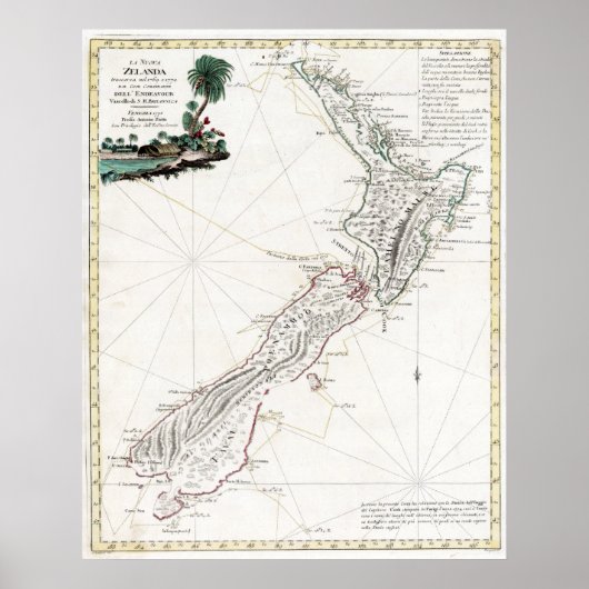 1794 New Zealand Karte Poster (Vorne)