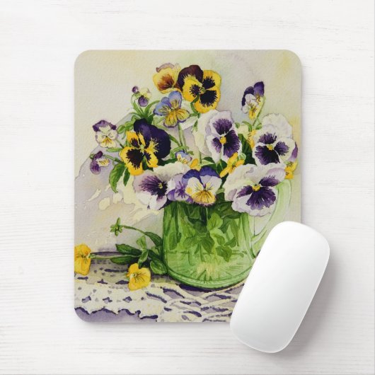 1794 Stiefmütterchen im grünes Glas-Krug Mousepad (Mit Mouse)