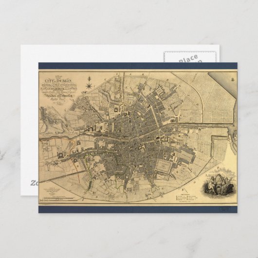 1797 Karte von Dublin Irland (Vorne/Hinten)