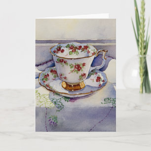 1799 Teacup auf Leinengrüstkarte Karte