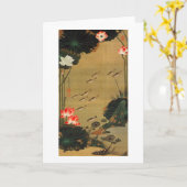 17. 蓮池遊魚図, 若冲 Teich mit Lotus, Jakuchū Karte (Gelbe Blume)