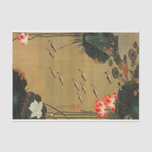 17. 蓮 池 遊 図, 若 冲 Teich mit Lotus, Jakuchū Seidenpapier (Vorderseite)