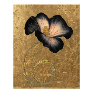 *~* 17 F4 Elegante Blume Gold Vintage Fotodruck