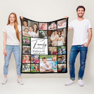 17 Familienname für Fotocollage schwarz und weiß Fleecedecke