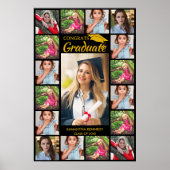 17 Foto Collage Glückwunschs Grad Schwarz und Gold Poster (Vorne)