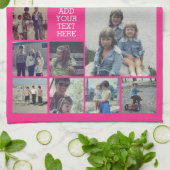 17 FotoCollage and Text - Kann Hot Pink bearbeiten Geschirrtuch (Gefaltet)