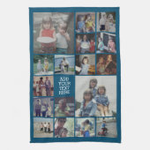 17 FotoCollage und Text - Blau bearbeiten Geschirrtuch (Vertikal)