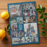 17 FotoCollage und Text - Blau bearbeiten Geschirrtuch<br><div class="desc">Ein Design mit einem dunkelblauen Hintergrund. Nutzen Sie bis zu 17 Quadratmeter Foto,  um ein einzigartiges und persönliches Geschenk zu kreieren. Wenn Sie die Bilder anpassen müssen,  klicken Sie auf das Werkzeug anpassen,  um Änderungen vorzunehmen.</div>