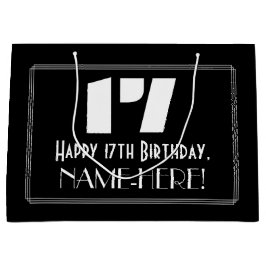 17. Geburtstag ~ Art Deco Inspiriert Look "17" + N Große Geschenktüte