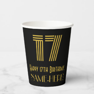 17. Geburtstag: Art Deco Inspiriert Look "17" & Na Pappbecher