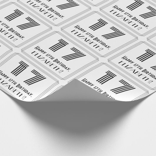 17. Geburtstag: Art Deco Inspiriert Stil "17" + Na Geschenkpapier (Ecke)