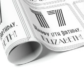 17. Geburtstag: Art Deco Inspiriert Stil "17" + Na Geschenkpapier (Rolleneckpunkt)