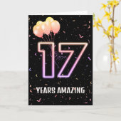 17. Geburtstag Ballons und Confetti Karte (Gelbe Blume)