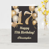 17. Geburtstag Black and Gold Balloons Confetti Karte (Gelbe Blume)