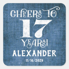 17. Geburtstag Blue Linen Vielen Dank für Ihr Inte Quadratischer Aufkleber