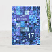17. Geburtstag, Blue Squares, Karte (Vorderseite)
