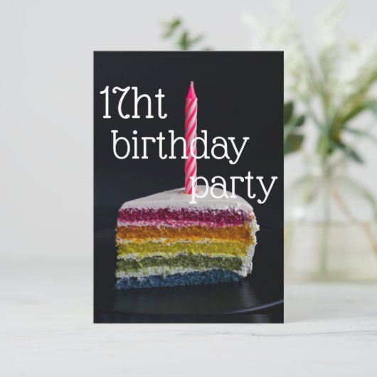 17. Geburtstag Einladung (Stehend Vorderseite)