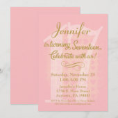 17. Geburtstag Einladung Girls Pink Gold Herzen (Vorne/Hinten)