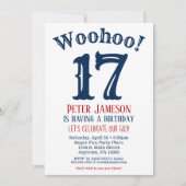 17. Geburtstag Einladung Teen Boy Navy Blue (Vorderseite)