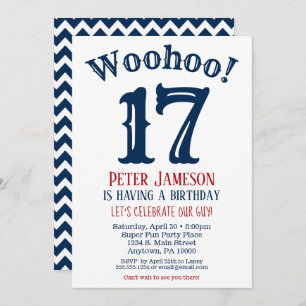 17. Geburtstag Einladung Teen Boy Navy Blue