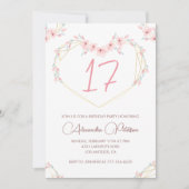 17. Geburtstag Einladungen Boho Floral Pink (Vorderseite)