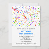 17. Geburtstag Einladungen Confetti Rainbow Boy (Vorderseite)