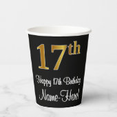 17. Geburtstag - Elegante Luxuriöse Imitate Gold L Pappbecher (Rückseite)
