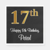 17. Geburtstag ~ Elegante Luxuriöse Imitate Gold L Serviette (Vorderseite)