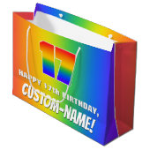 17. Geburtstag: Farbiges, lustiges Regenbogenmuste Große Geschenktüte (Vorderseite Schrägansicht)