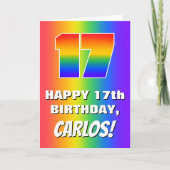 17. Geburtstag: Farbiges, lustiges Regenbogenmuste Karte (Vorderseite)