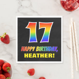 17. Geburtstag: Fett, Spaß, Einfach, Regenbogen 1 Serviette