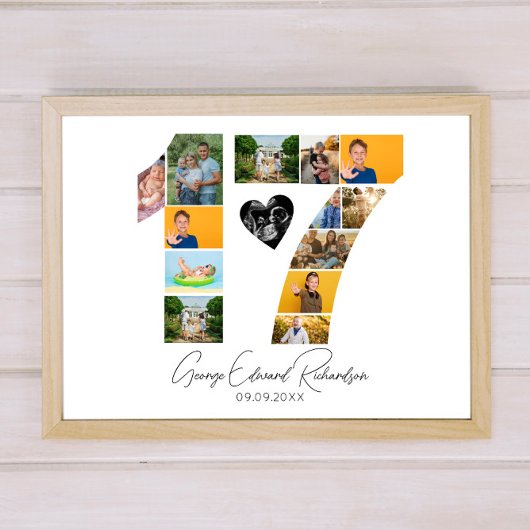 17. Geburtstag Foto-Collage Poster Andenken