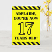 17. Geburtstag: Fun Stencil Style Text, Individuel Karte (Gelbe Blume)