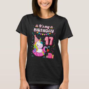 17. Geburtstag Girl Unicorn Duck Schwimmbad 17 Y T-Shirt