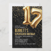 17. Geburtstag Gold Black Einladung (Vorderseite)