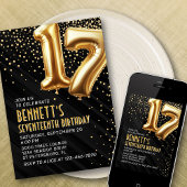 17. Geburtstag Gold Black Einladung