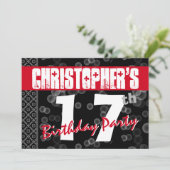 17. Geburtstag Grunge Text für ihn A08 Einladung (Stehend Vorderseite)