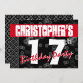 17. Geburtstag Grunge Text für ihn A08 Einladung (Vorne/Hinten)