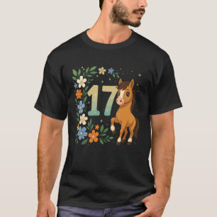 17. Geburtstag Mädchen Pony Pferd Blumen 17 Jahre T-Shirt