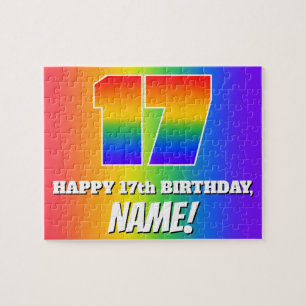 17. Geburtstag — mehrfarbiges Regenbogenmuster "17 Puzzle