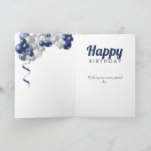 17. Geburtstag Navy Blue Balloons Karte (Innenseite)