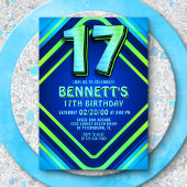 17. Geburtstag Neon Einladung