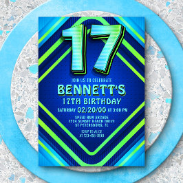 17. Geburtstag Neon Einladung