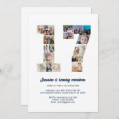 17. Geburtstag Nr. 17 Custom Foto Collage Einladung (Vorne/Hinten)