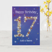 17. Geburtstag - Nummer 17 in Sternen - Blau - Alt Karte (Gelbe Blume)