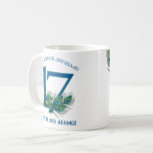 17. Geburtstag oder Jubiläum Pfauenfeder Kaffeetasse (Vorderseite Links)