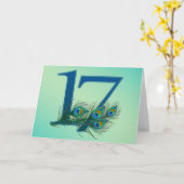 17. Geburtstag oder Jubiläum Pfauenzahlen Karte (Gelbe Blume)