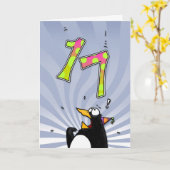 17. Geburtstag - Pinguin-Überraschungskarte Karte (Gelbe Blume)